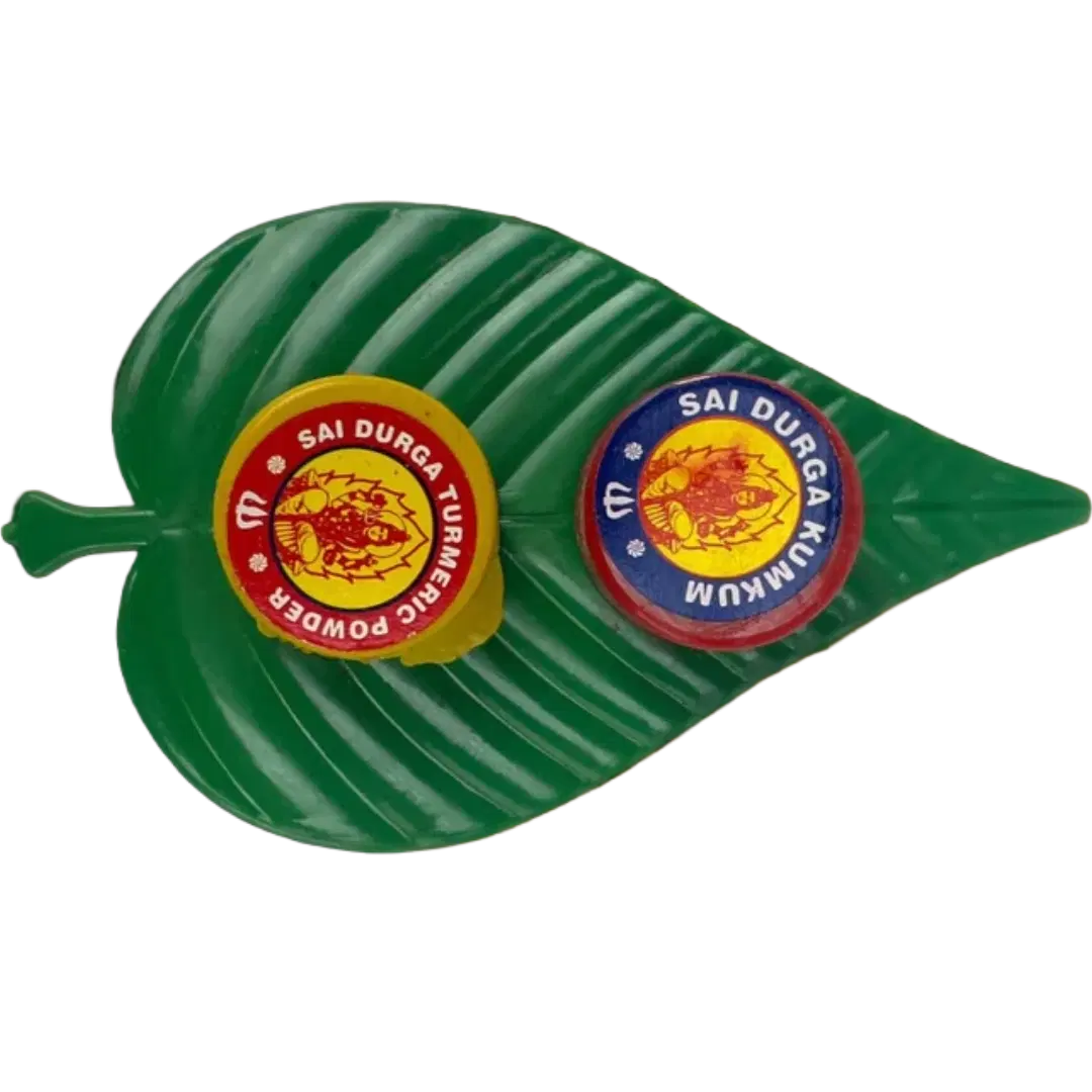 Haldi-Kumkum Set With Banana Leaf by Gopuram