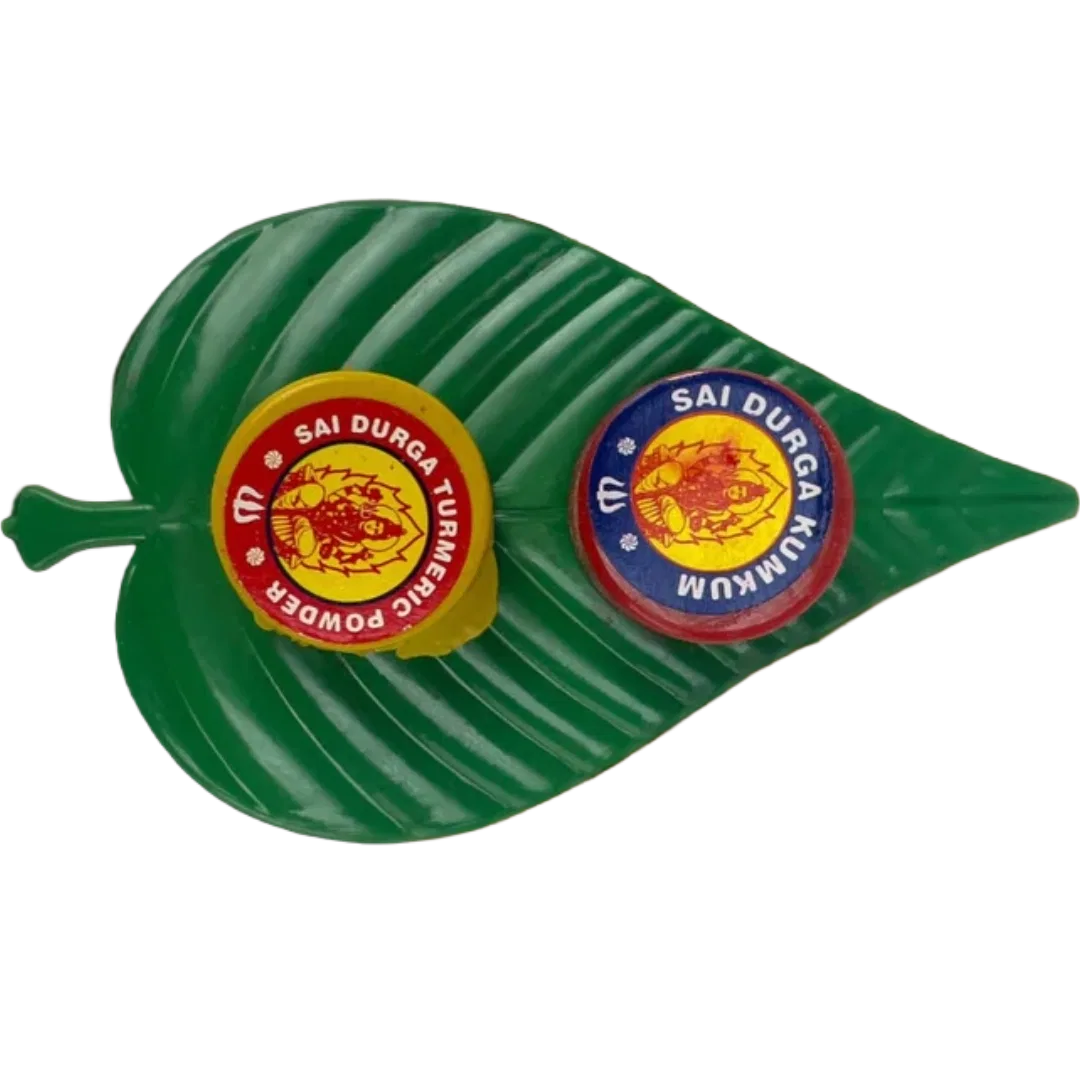 Haldi-Kumkum Set With Banana Leaf by Gopuram