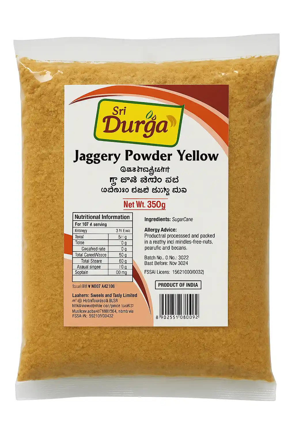 Yellow Jaggery Powder 350g by Sri Durga