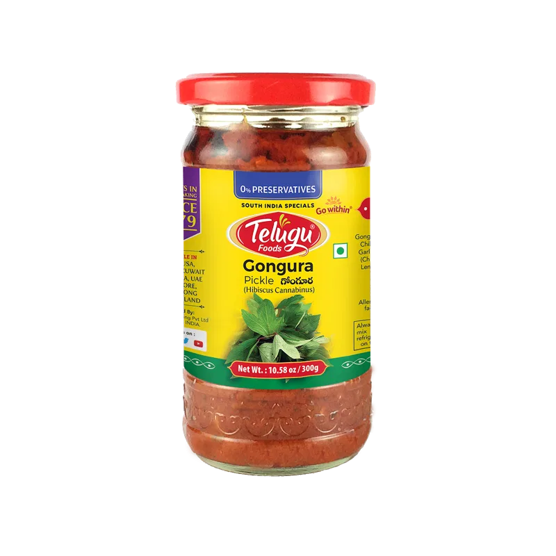 Telugu Foods Gongura Pickle (With Garlic) 300g