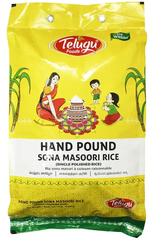 Telugu Foods Hand Pound Single Polish Sonamasoori Rice 10kg
