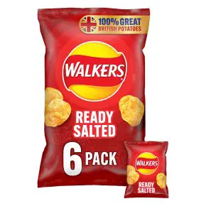 Walkers Ready Salted Multipack Crisps 6x25g