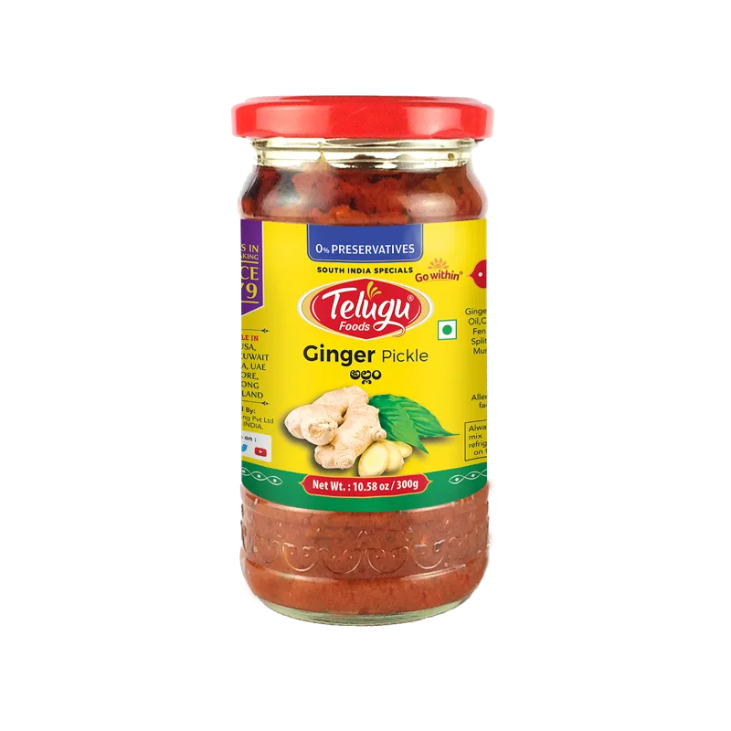Telugu Foods Ginger Pickle (With Garlic) 300 gms