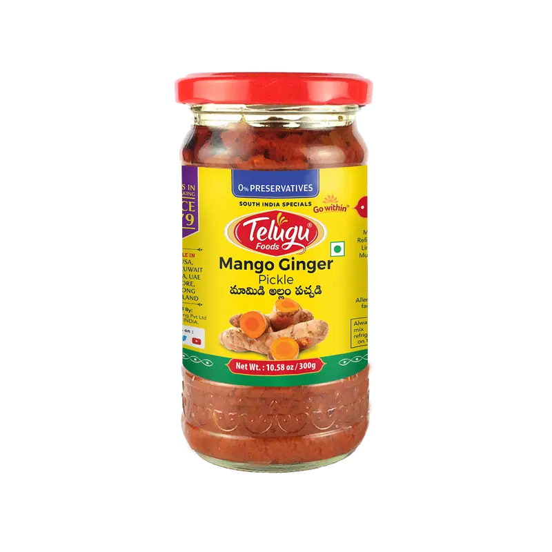 Telugu Foods Mango Ginger Pickle (With Garlic) 300 gms