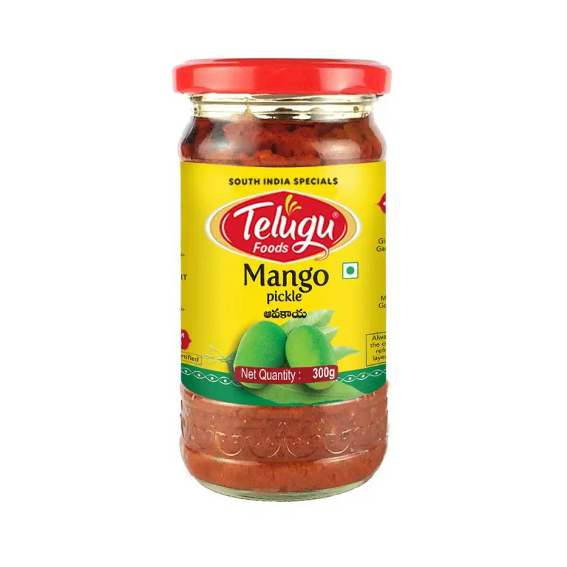 Telugu Foods Mango Avakaya Pickle(With Garlic) 300 gms With Sesame Oil
