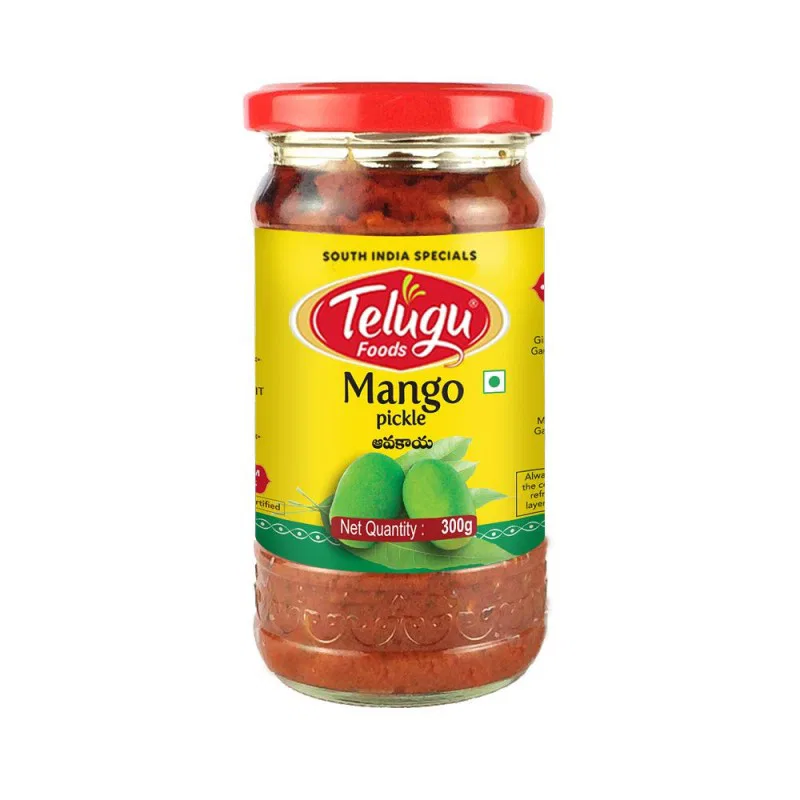 Telugu Foods Mango Avakaya Pickle(With Garlic) 300 gms With Sesame Oil