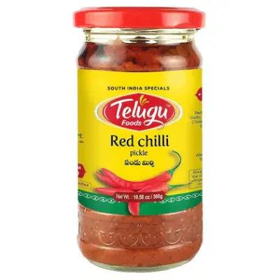 Telugu Foods Red Chilli Pickle(With Garlic) 300 gms