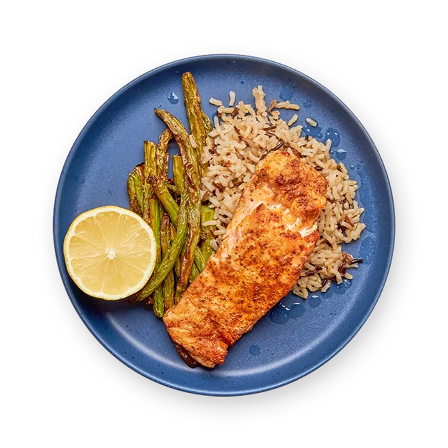 Baked Salmon with Brown Rice and Asparagus