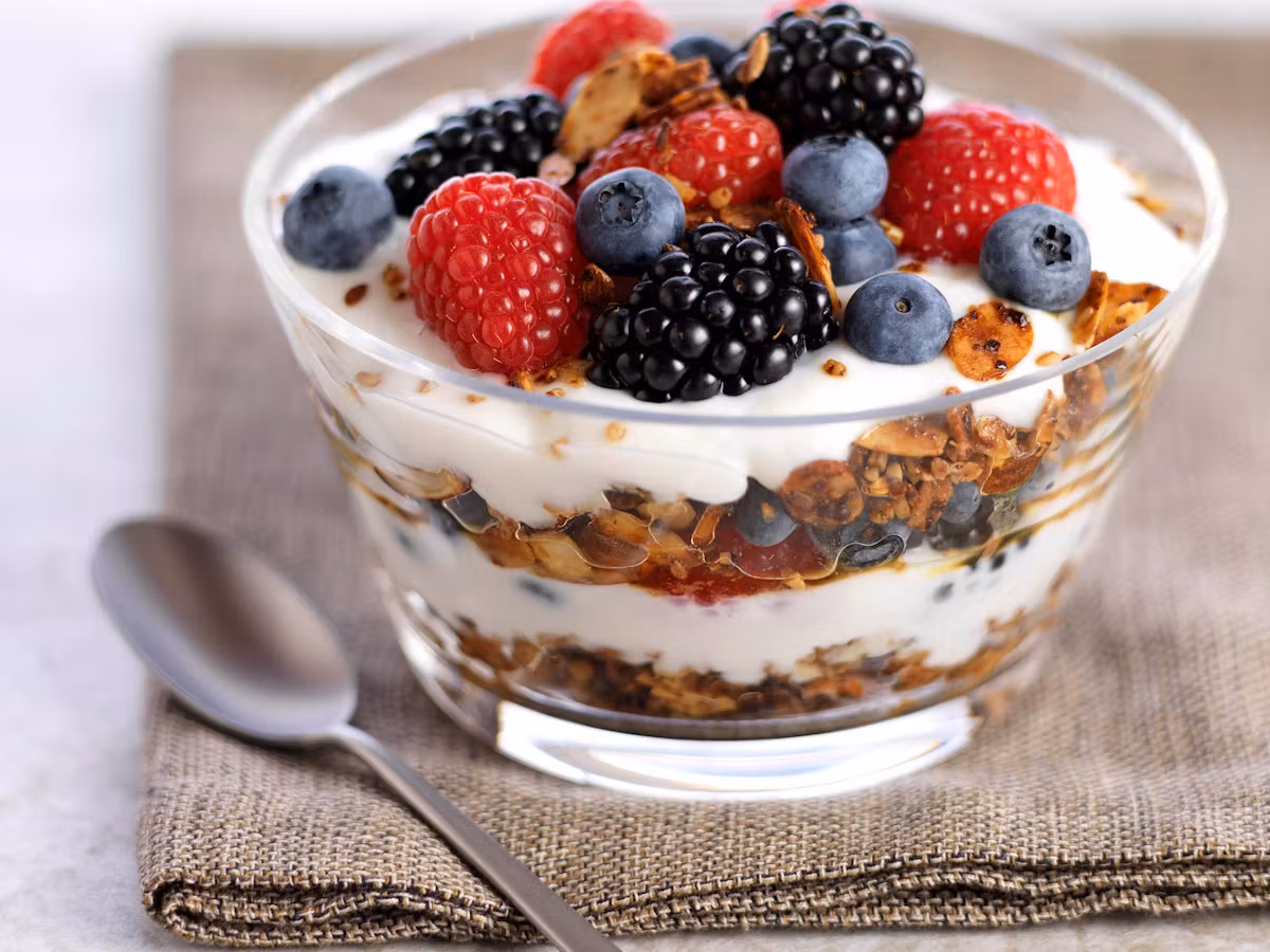 Greek Yogurt Parfait with Granola and Fresh Berries