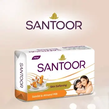 Santoor Sandal & Almond Milk Bathing Soap, 100g