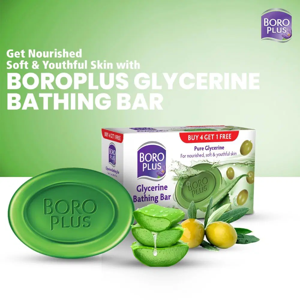 BOROPLUS Glycerine Bathing Bar With Olive & Aloe Vera | For Soft Skin