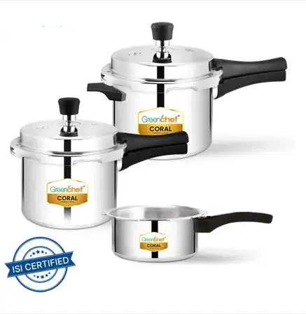 Greenchef Coral Combo 5 L, 3 L, 2 L Outer Lid Pressure Cooker