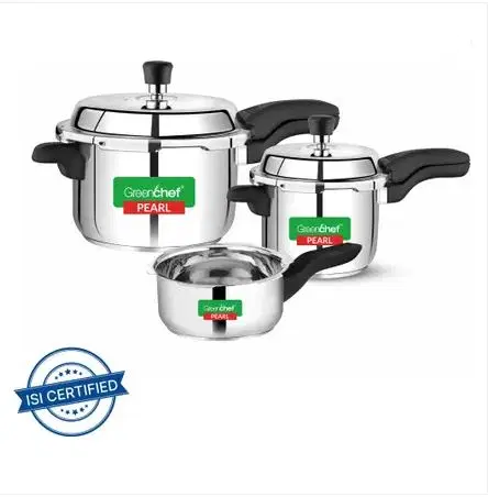 Greenchef Pearl Special Combo 2 L, 3 L, 5 L Outer Lid Induction Bottom Pressure Cooker
