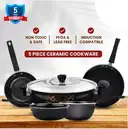 kadai with Lid, tawa Sauce pan, Fry - Frying Pan, Tadka PanCast iron Induction Bottom Non-Stick Coated Cookware Set – image 1