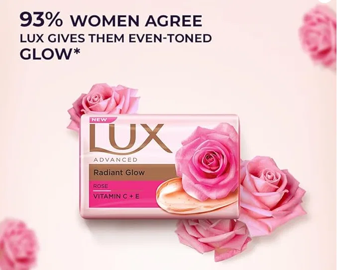 Lux Radiant Glow rose Vitamin C & E For Superior Glow Offer Pack of 8 x 150g