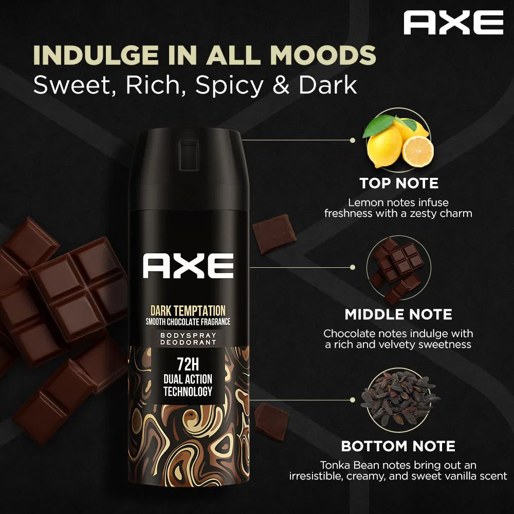 Axe Dark Temptation Long Lasting Deodorant Bodyspray for Men 150 ml