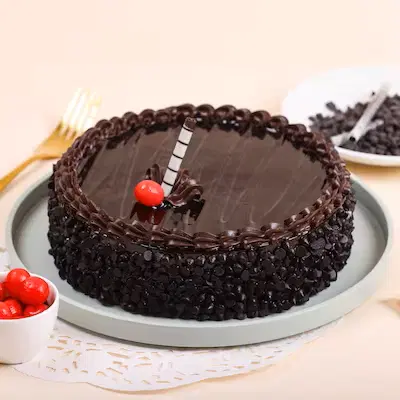 By chocolate cake