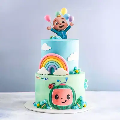 Cocomelon rainbow birthday cake