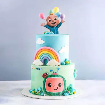 Cocomelon rainbow birthday cake
