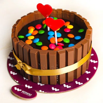 Kit kat and gems cake