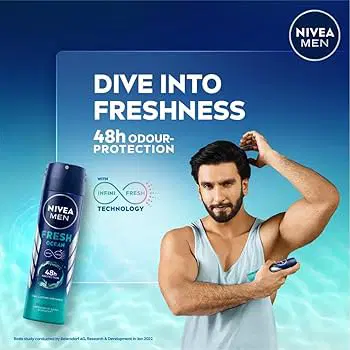 NIVEA MEN Fresh Active Original Deodorant for Men | 48 H Active Odour Protection  150ml