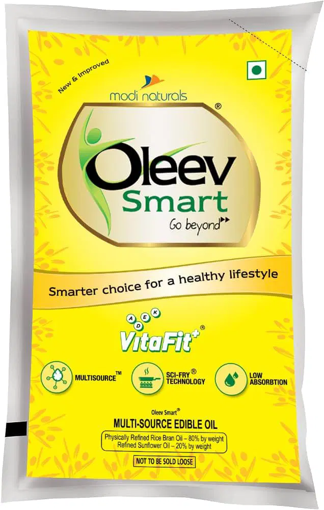 Oleev Smart Oil, Fortified with VIT A, D, E and K, 1L Pouch