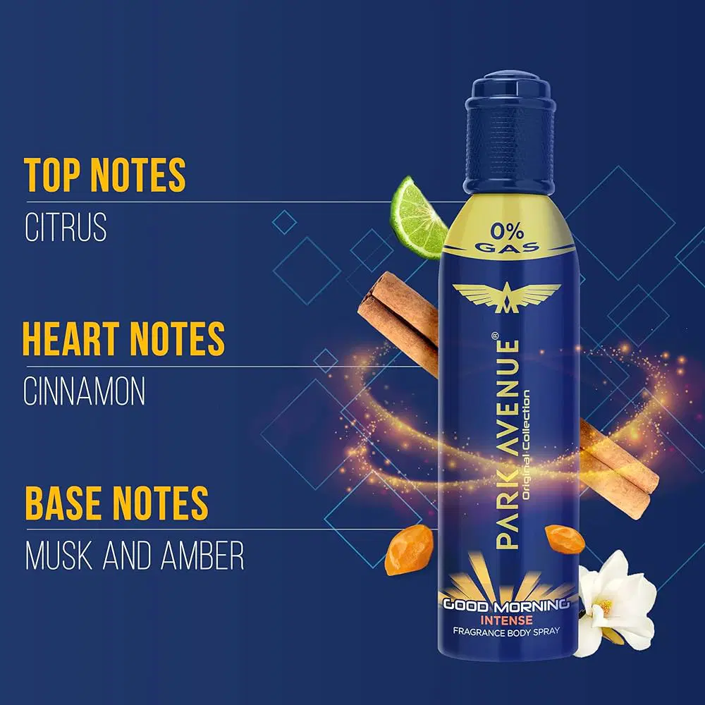 Park Avenue Good Morning Intense NO GAS Perfume For Men Fresh Long Lasting Fragrance 130ml, Blue
