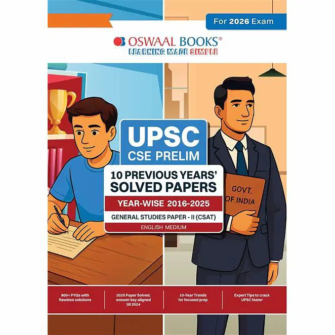Oswaal Upsc Cse Prelim 10 Previous Years’ Solved Papers Year-Wise (2016-2025)