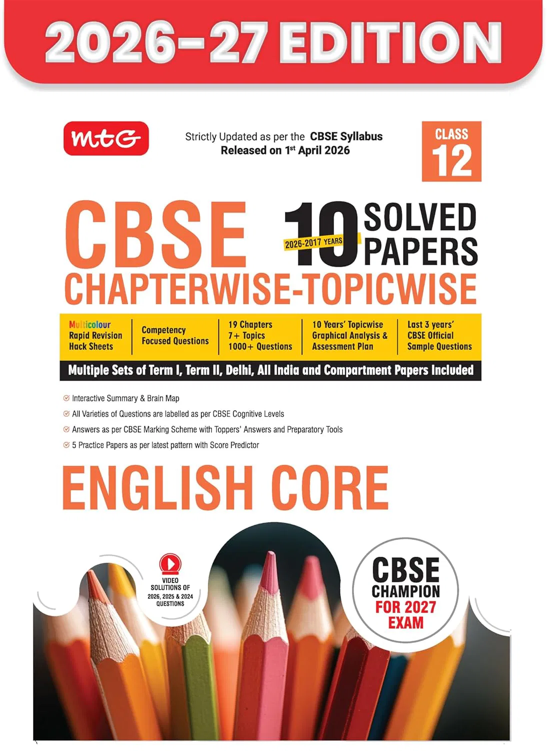 MTG English Core Chapterwise-Topicwise Solved Paper Class-12