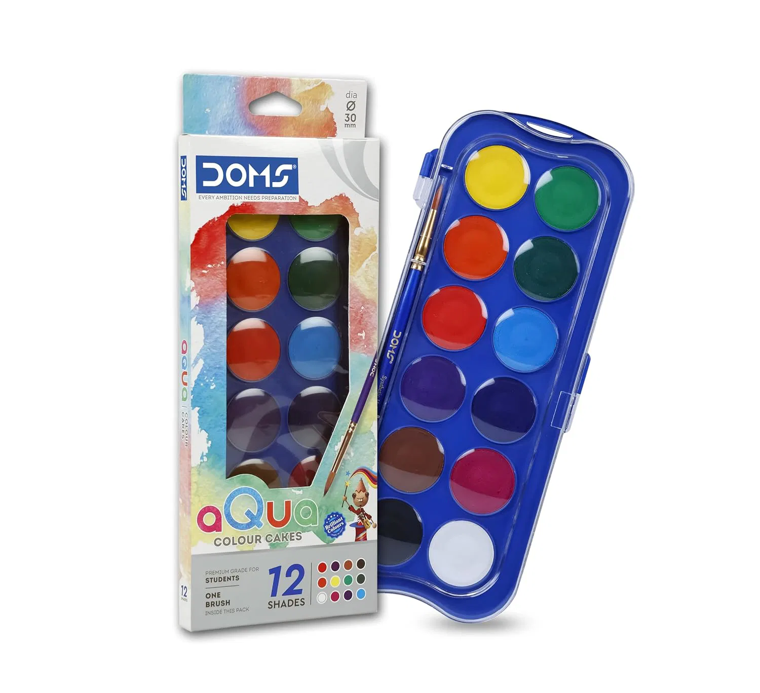 Doms Aqua Colour Cake 12 Shade 30 mm