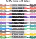 Glitter Markers,12 Pack 24 Colors Dual Tip Brush Glitter Marker – image 2