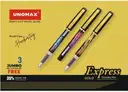Unomax Express Gold Fountain Pen Includes 3 Ink Cartridges and 1 Converter Col-Blue – image 4