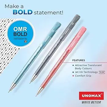 Unomax OMR Bold Black Ink Liquid Ballpoint Pen 1.0mm