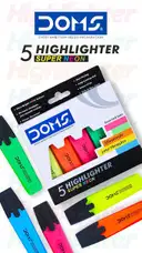 Doms 5 multicolour neon highlighter pack – image 2