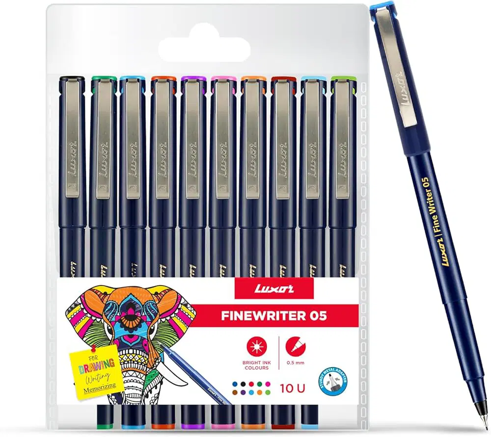 Luxor Fine writer 05 | Assorted Colour | colour pens | Ideal for Professionals & Students|