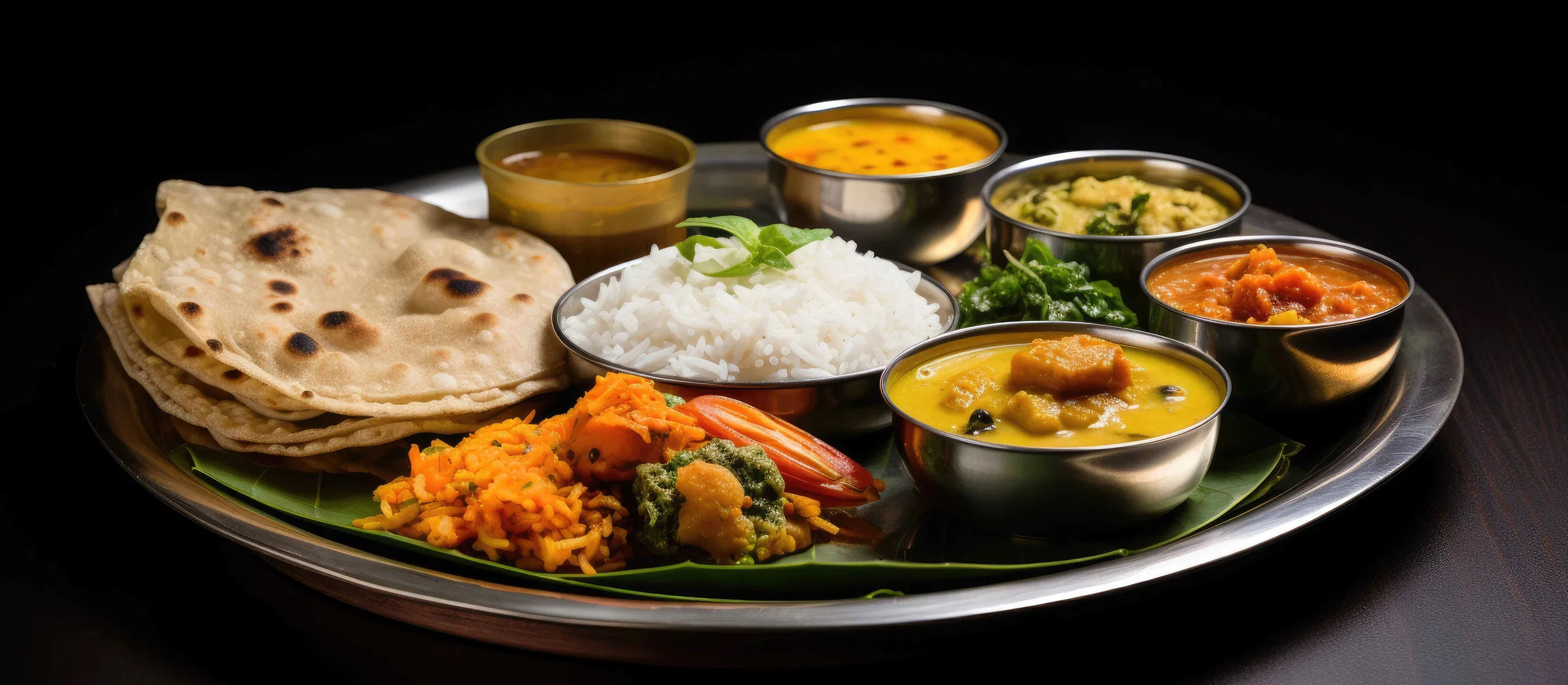 Full Meal Overload — Large Veg Thali (Rotis, Dal, Rice & Sweet)
