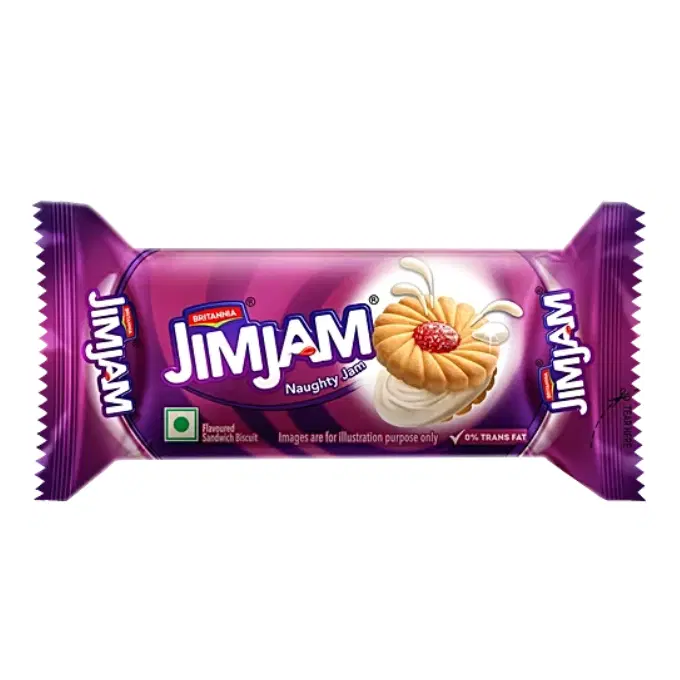 Britannia Jim Jam Naughty Jam Flavoured Sandwich Biscuits, 23 g