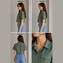 Girls Olive Green Cropped Utility Shirt Top | xl | korean & chinese crop top | cotton material – image 2