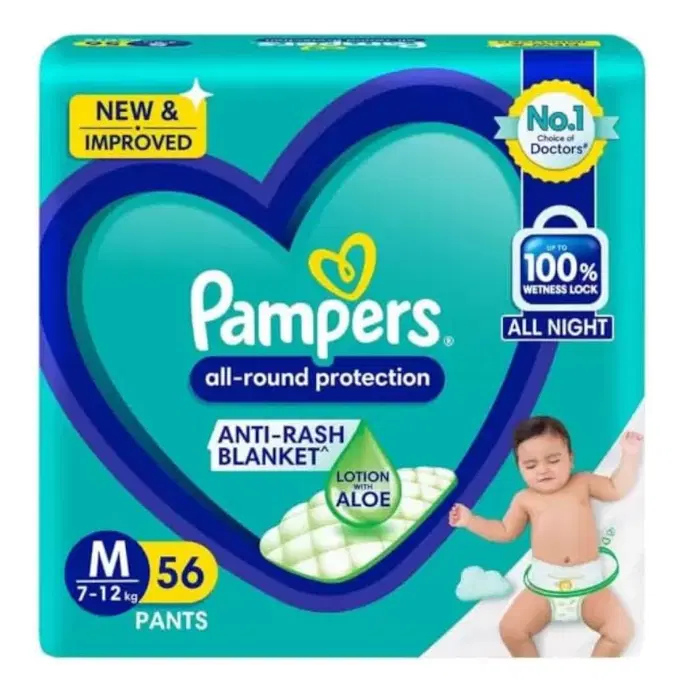  Pampers All Round Protection Pant Style Baby Diapers, Medium (M)
