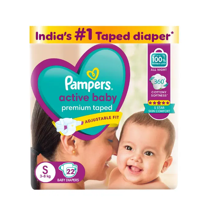  Pampers Active baby Tape Style baby Diapers,small