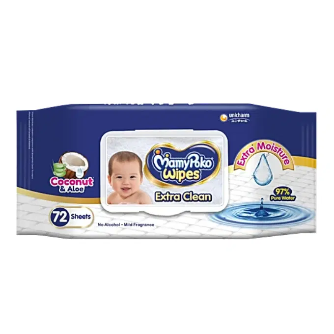 Mamypoko Extra Clean Wipes - Anti-Bacterial & Fragrant, 72 pcs Pouch