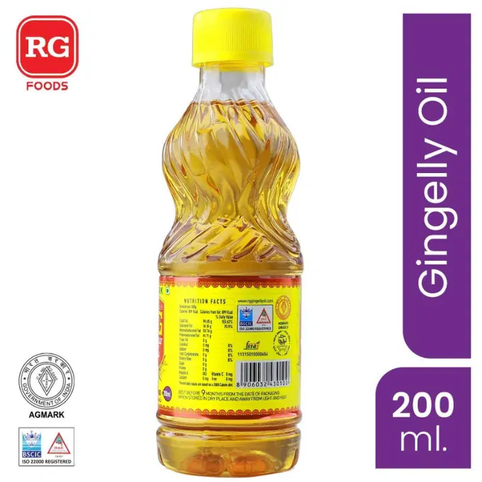RG 200ml Gingelly Oil, Plastic Bottle
