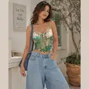 Floral Corset Cami Crop Top | M | Korean & Chinese crop top – image 1