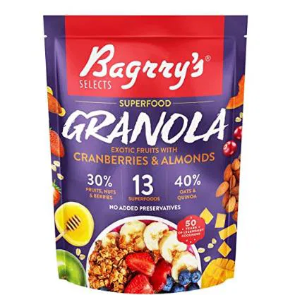 Bagrry'S Select Superfood Granola Exotic Fruits With Cranberries & Almond