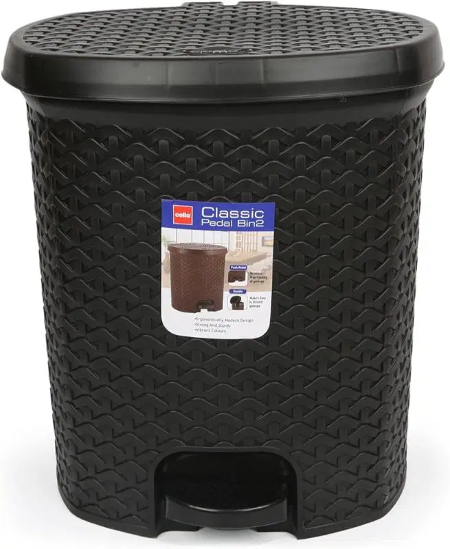 Cello Clasic Plastic Dustbin Black