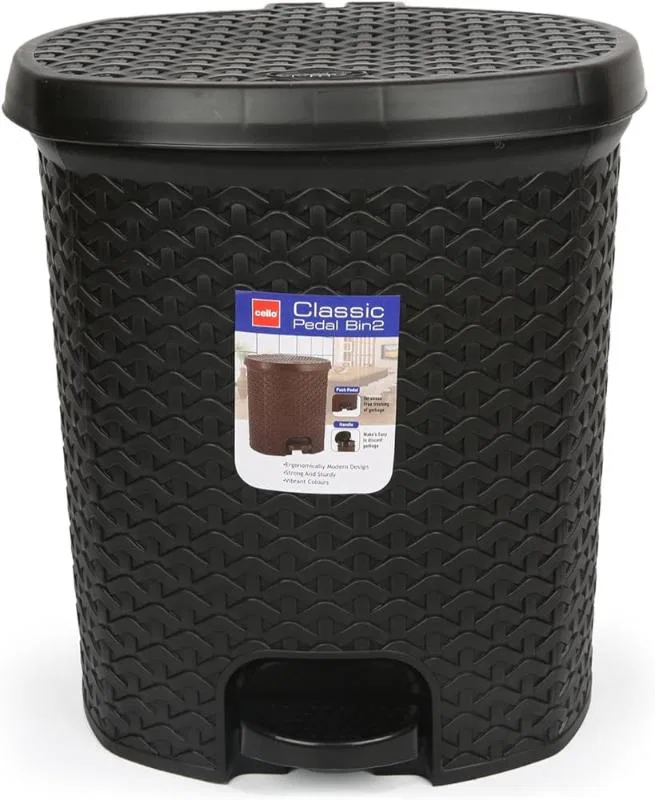 Cello Clasic Plastic Dustbin Black