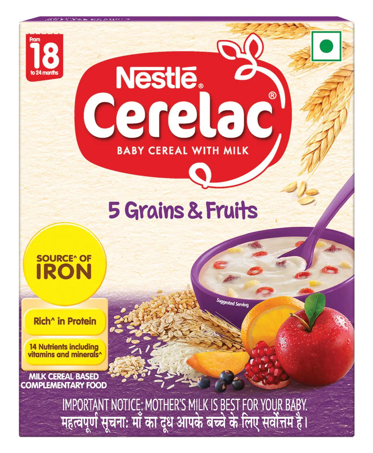 Cerelac Baby Cereal With Milk, 5 Grains And Fruits (From 18 To 24 Months)