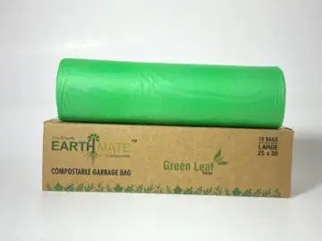 Earthmate Green Leaf Garbage Bags - Compostable Large Green (25x 30 Inches)