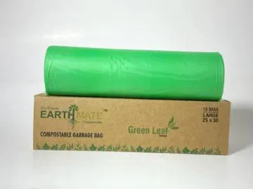 Earthmate Green Leaf Garbage Bags - Compostable Large Green (25x 30 Inches)