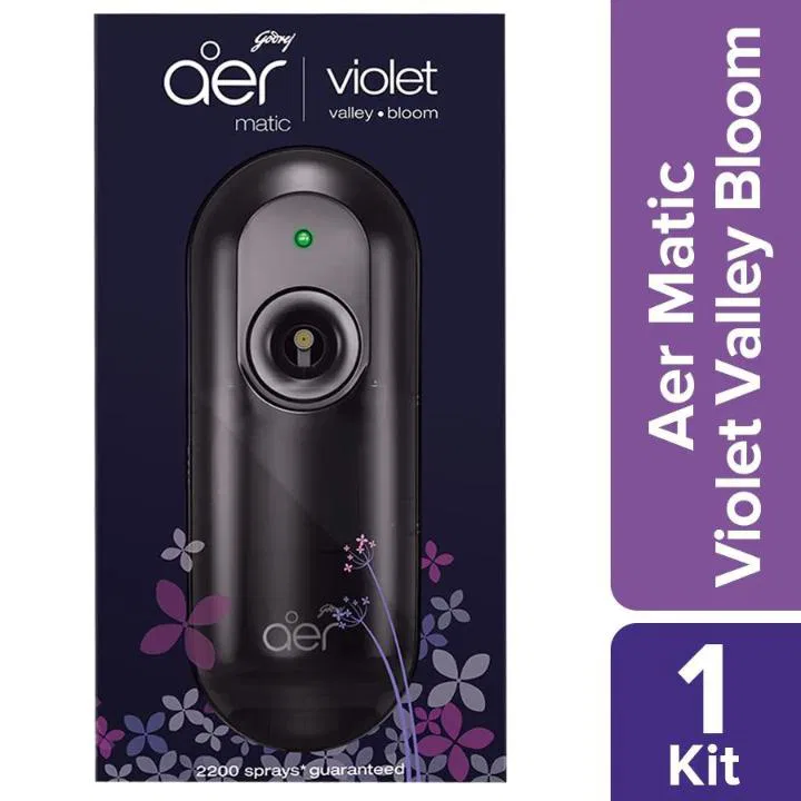 Godrej Aer Matic Automatic Air Freshener Kit with Flexi Control - Violet Valley Bloom